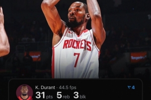 杜兰特生涯158次出手少于20砍30+ NBA历史第二&詹姆斯152次第4